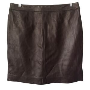 Jaclyn Smith Skirt Size 16 Womens Leather Lambskin Dark Brown Burgundy Knee NWT